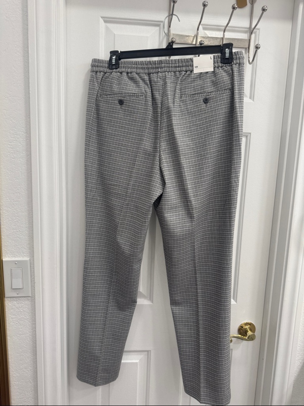 Express Men's Gray Checked Drawstring Pants - Picture 5 of 5